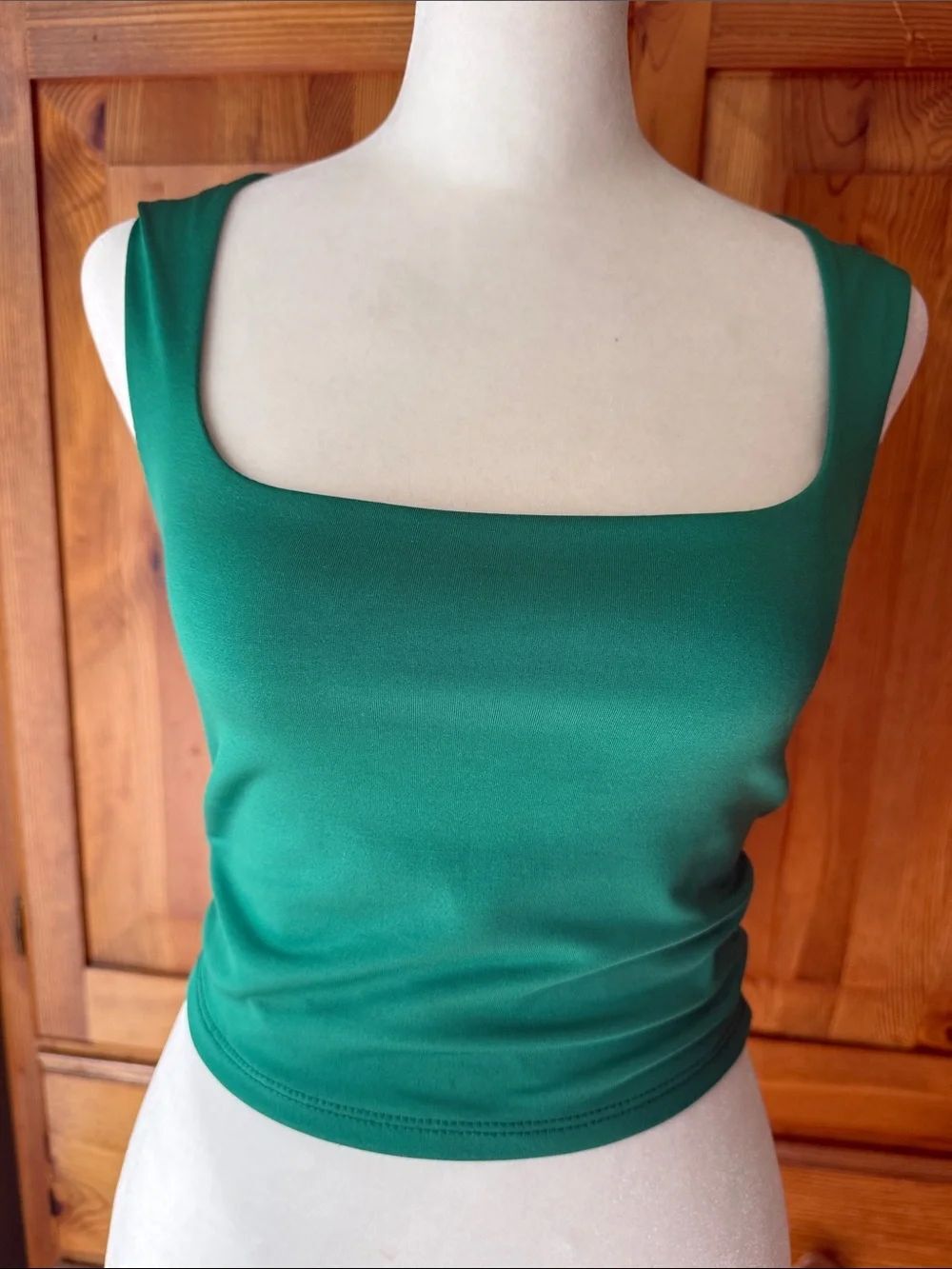 Emerald Square Neck Silky Tank Top - Women